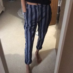 NWOT! Blue and Navy Stripped Linen Pants